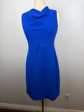 NWT J. Crew Women's Cowl Neck Sheath Dress in Royal Blue Size Petite 8
